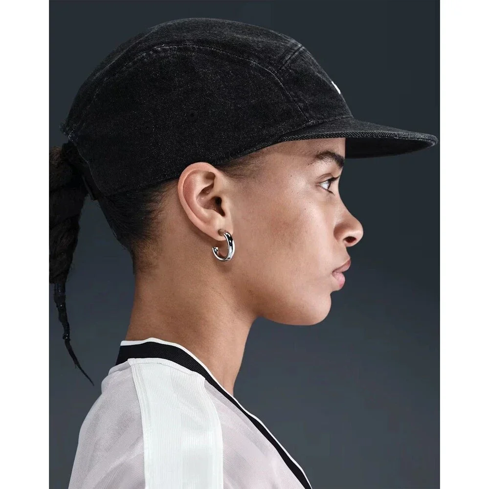 Nike Fly Just Do It Black Washed Denim Unstructured 5 Panel Cap S/M IB2345 010